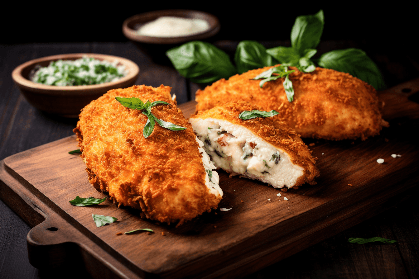 depicts a cooked recipe for parmesan crusted chicken