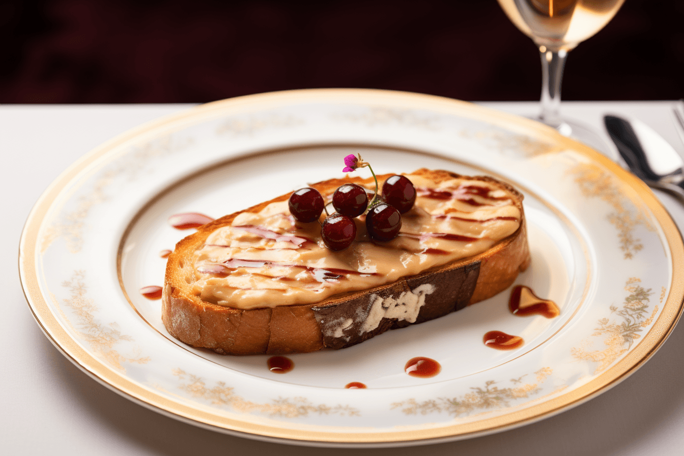 depicts a cooked recipe for pan-seared foie gras toast