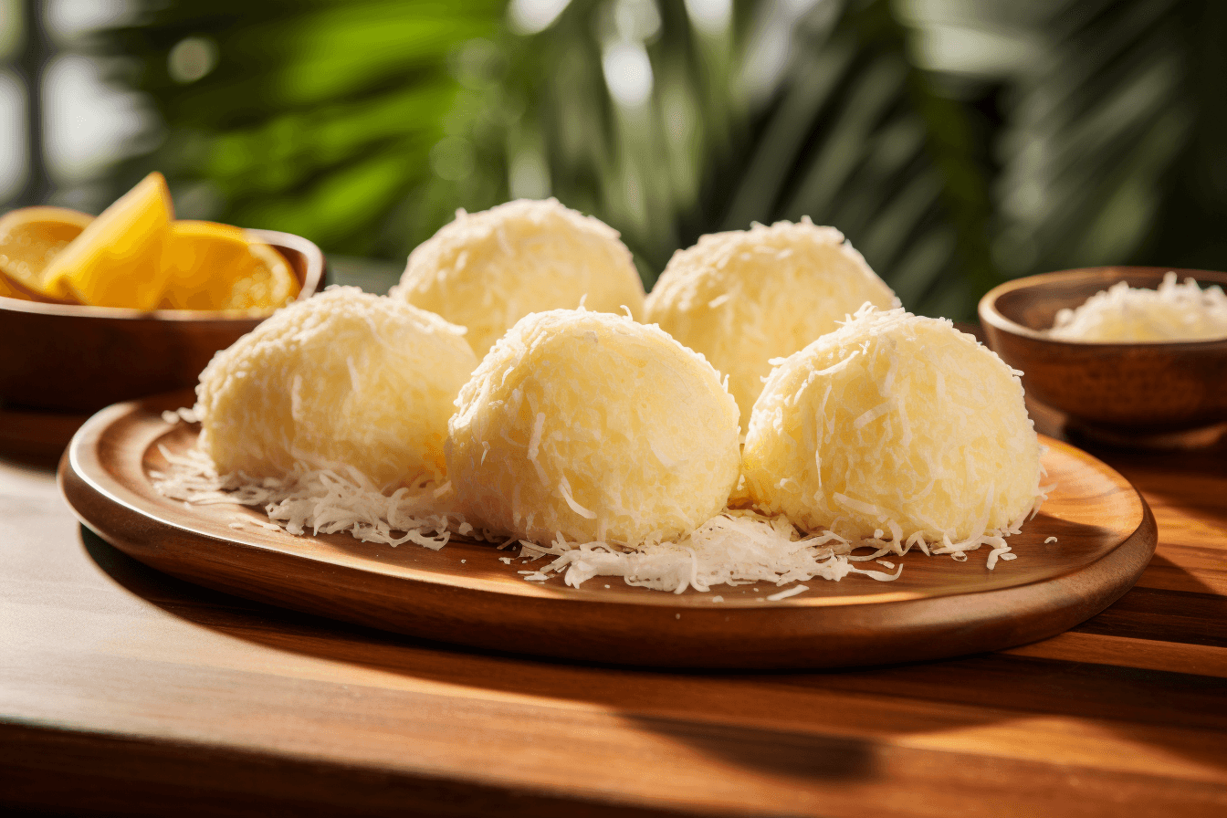 depicts a cooked recipe for pao de queijo (brazilian cheese balls)