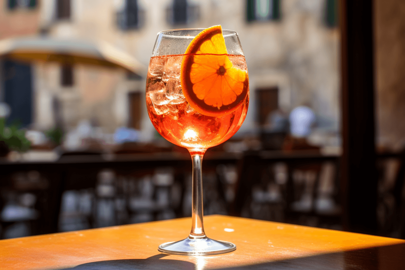 depicts a cooked recipe for aperol spritz