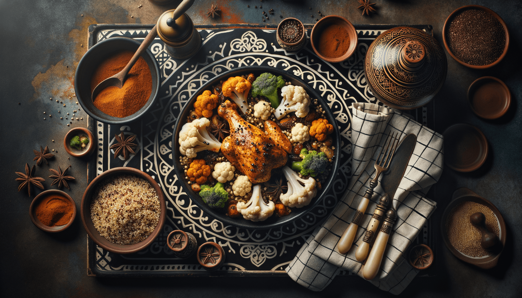 Moroccan Spiced Chicken and Cauliflower with Quinoa