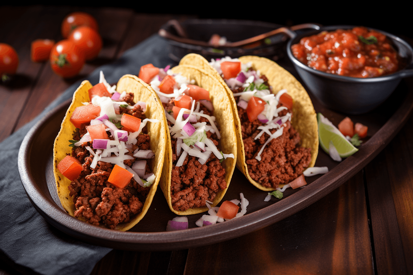 depicts a cooked recipe for meat-lover's tex-mex chorizo tacos