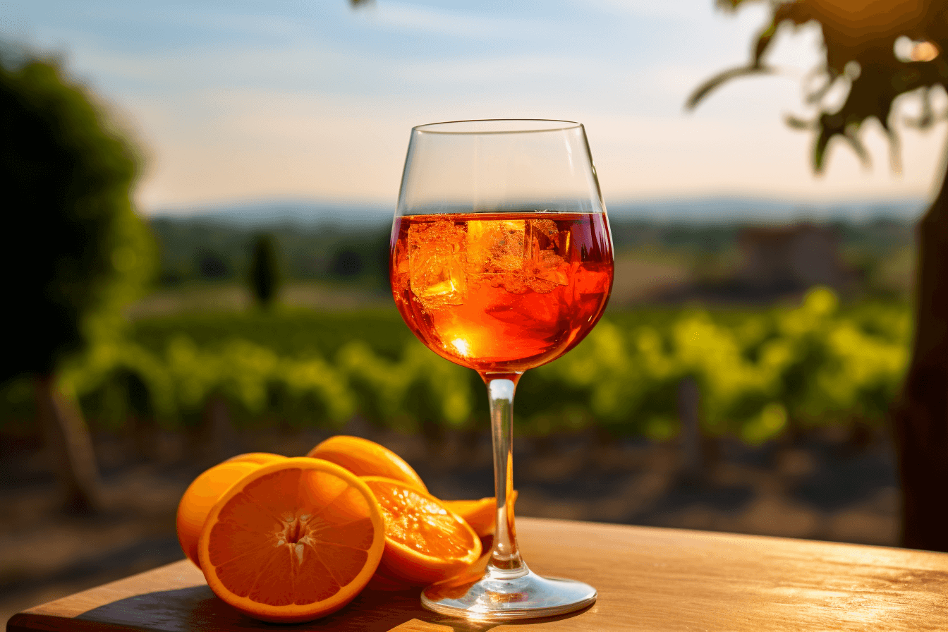 depicts a cooked recipe for aperol spritz